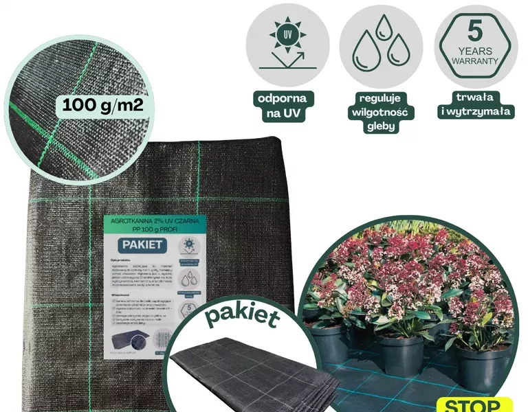 Agrotkanina czarna 100g/m2 2,1x10m PROFI