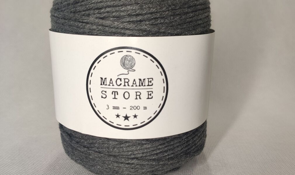 Sznurek do makramy bawełniany antracytowy 3MM/200m