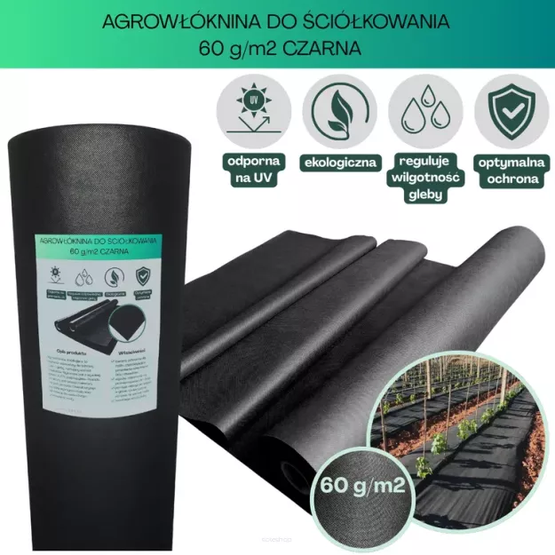 Agrowłóknina czarna Wigo-garden 2% UV 60g/m2 160cm 25mb