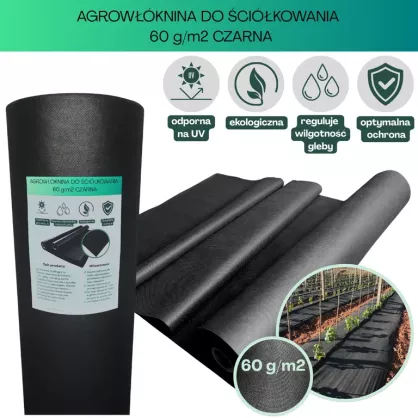 Agrowłóknina czarna Wigo-garden 2% UV 60g/m2 160cm 25mb