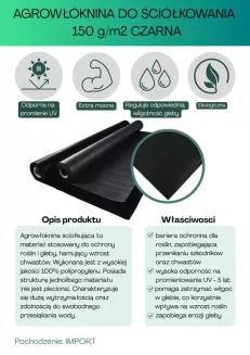 Agrowłóknina czarna 150g/m2 2x50m - 2