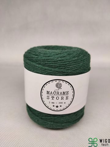 Sznurek do makramy bawełniany zielony 3MM/200m