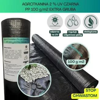 Agrotkanina czarna 100g/m2 2,3x100m EXTRA GRUBA - 2