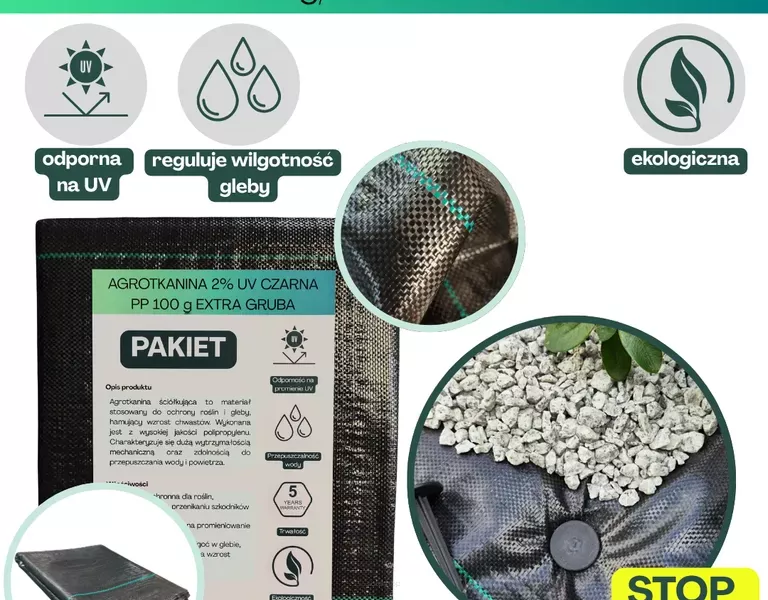 Agrotkanina czarna 100g/m2 2,3x20m EXTRA GRUBA