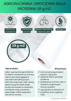 Agrowłóknina biała 19g/m2 4,2x50m Plantex - 2