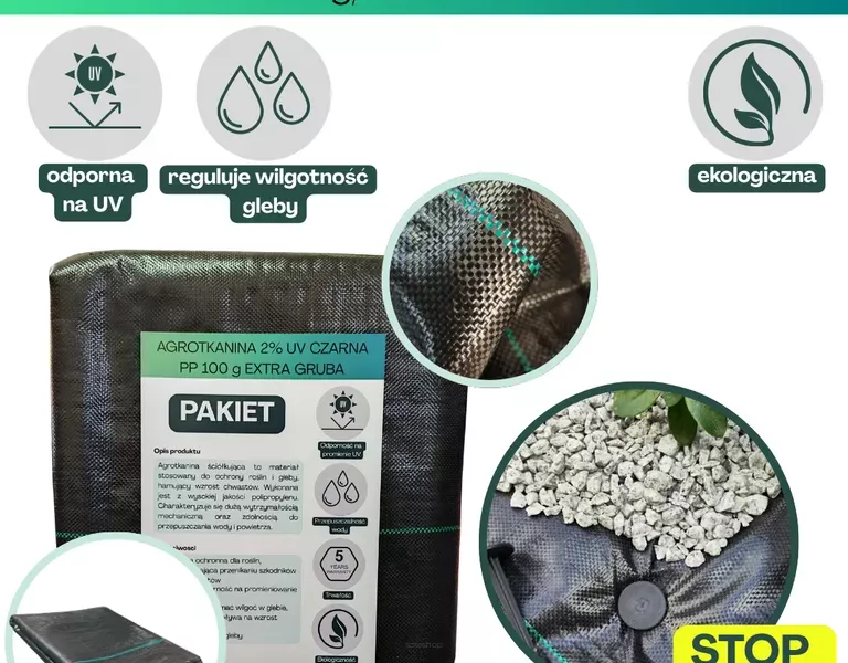 Agrotkanina czarna 100g/m2 2,7x20m EXTRA GRUBA
