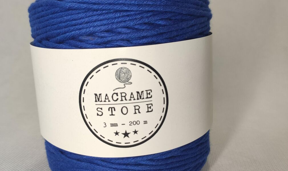 Sznurek do makramy bawełniany royal-blue 3MM/200m