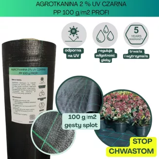 Agrotkanina czarna 100g/m2 0,4x50m PROFI - 2