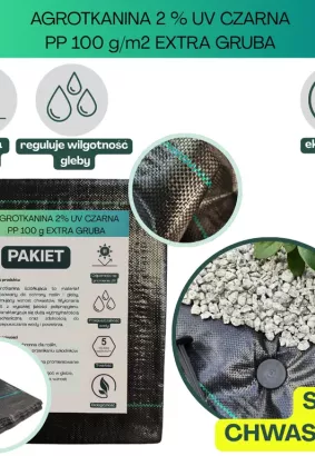 Agrotkanina czarna 100g/m2 0,6x20m EXTRA GRUBA