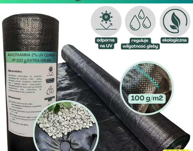 Agrotkanina czarna 100g/m2 4,5x1m EXTRA GRUBA