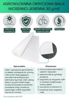 Agrowłóknina biała 30g/m2 4,75x100m Plantex
