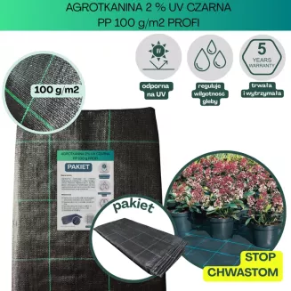 Agrotkanina czarna 100g/m2 2,3x25m PROFI - 2