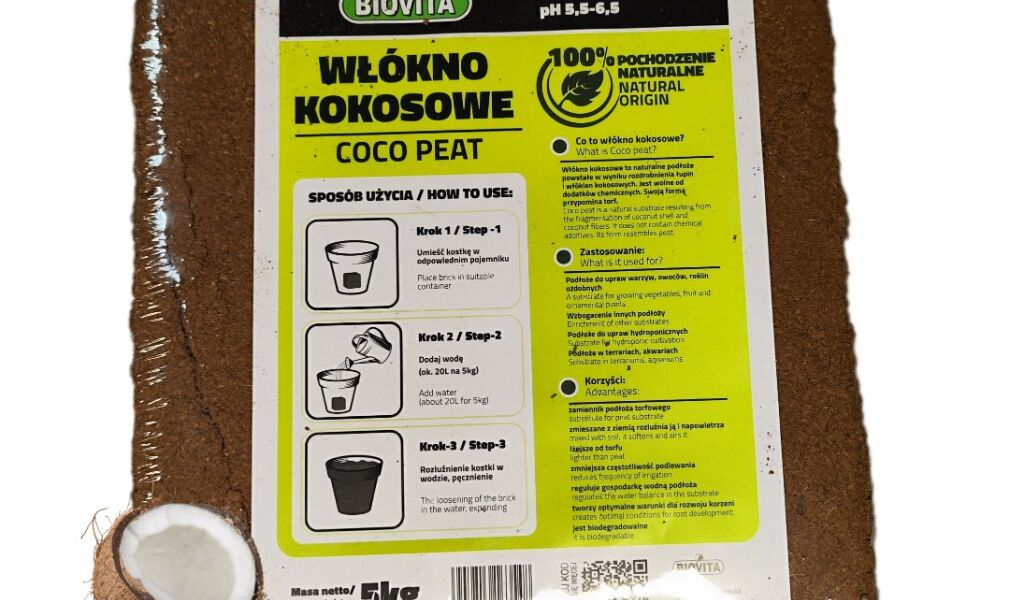 Włókno kokosowe 5kg brykiet 6mm