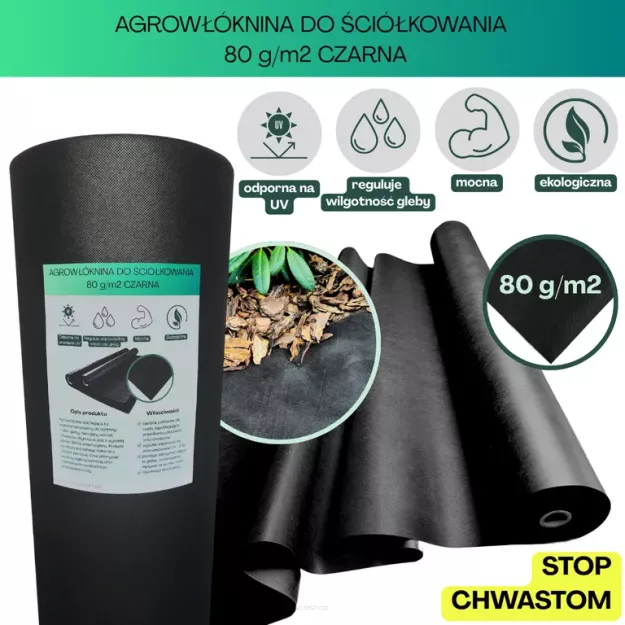 Agrowłóknina czarna Wigo-garden 2% UV 80g/m2 160cm 25mb
