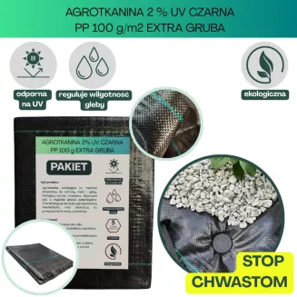 Agrotkanina czarna 100g/m2 0,5x25m EXTRA GRUBA - 2