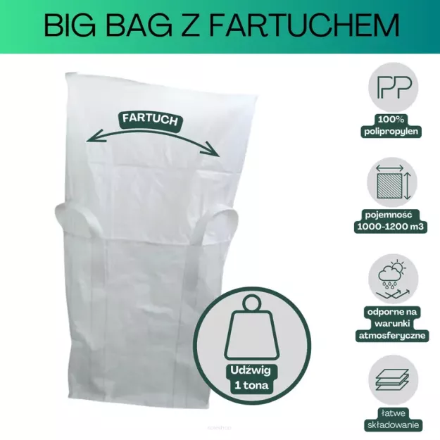 Big bag ECO 90x90x160 góra fartuch komin wysyp 1 szt