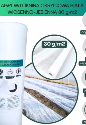 Agrowłóknina biała 30g/m2 1,6x50m Plantex