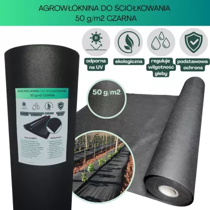 Agrowłóknina czarna Wigo-garden 2% UV 50g/m2 160cm 20mb
