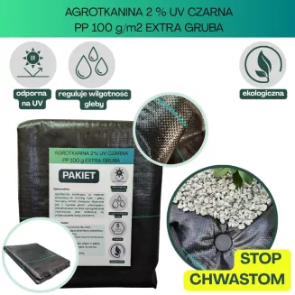 Agrotkanina czarna 100g/m2 3,2x10m EXTRA GRUBA - 2