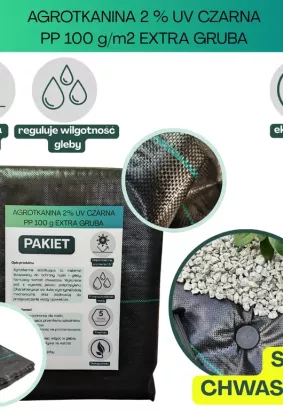 Agrotkanina czarna 100g/m2 2,5x20m EXTRA GRUBA