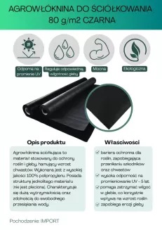 Agrowłóknina czarna 80g/m2 2x50m - 2