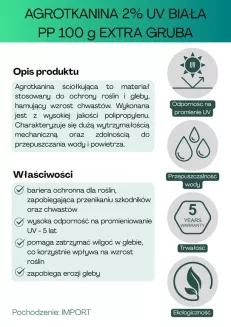 Agrotkanina biała 100g/m2 1,6x100m EXTRA GRUBA - 2