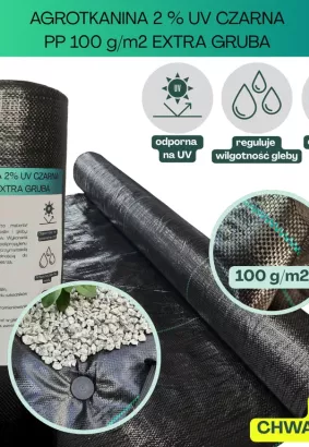 Agrotkanina czarna 100g/m2 3,2x1m EXTRA GRUBA