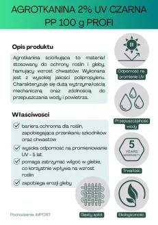Agrotkanina czarna 100g/m2 5,25x50m PROFI - 3